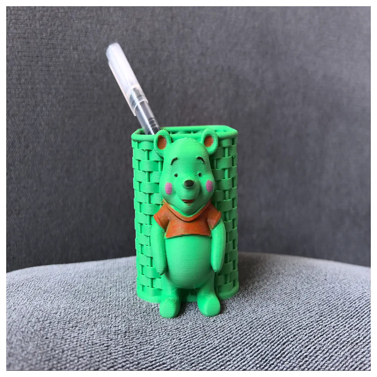 cute cartoon bear desk organizer pen holder whimsical animal stationery storage box for kids room decor adorable cubby hole for pencils and supplies