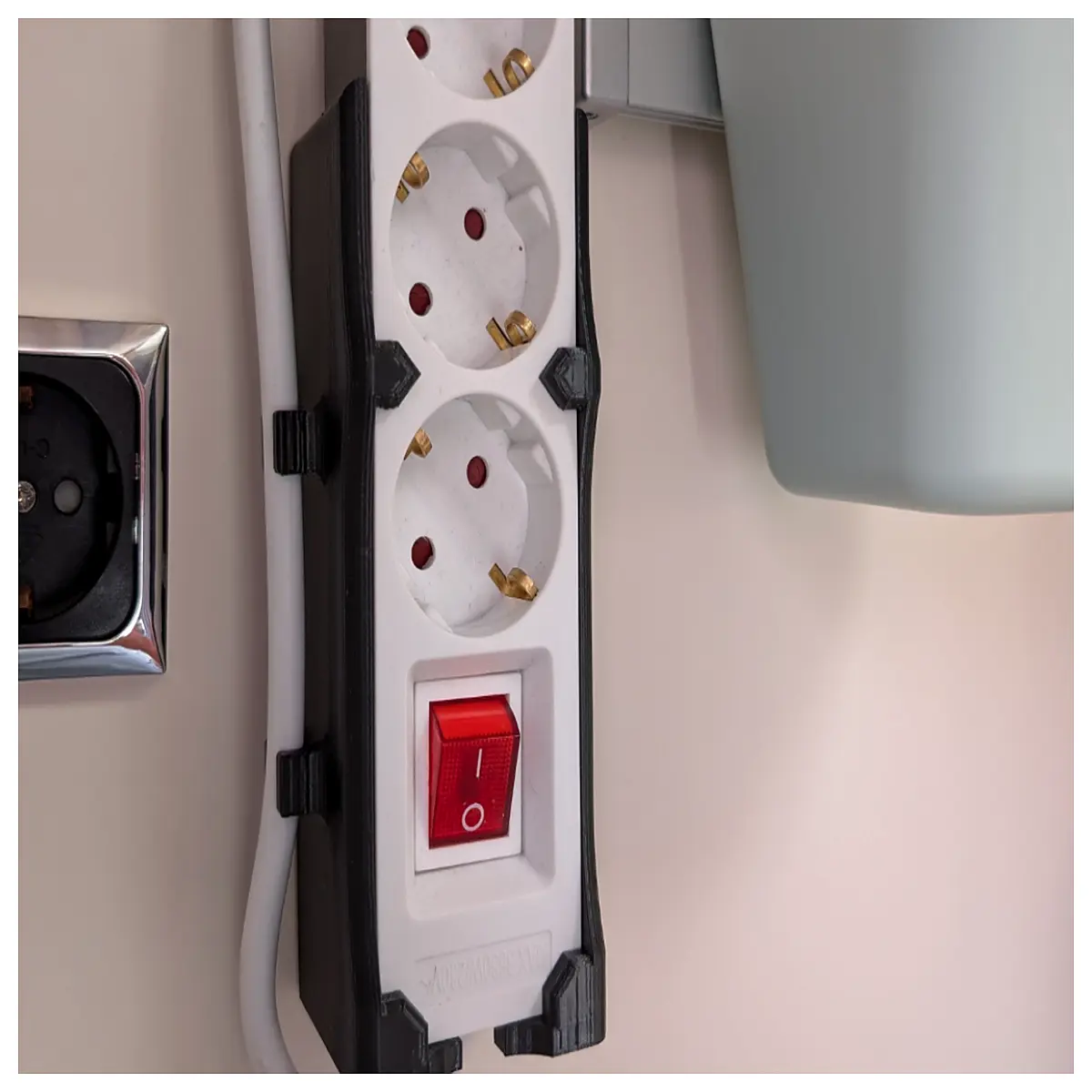 universal power strip holder mount with manual instructions for desk cable management and wall organization