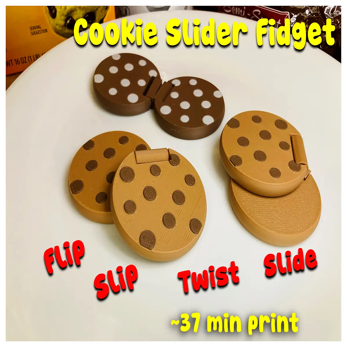 Chocolate Cookie Flip Stress Toy 37min Fun Stress Relief Relaxing Kids Puzzle Toy