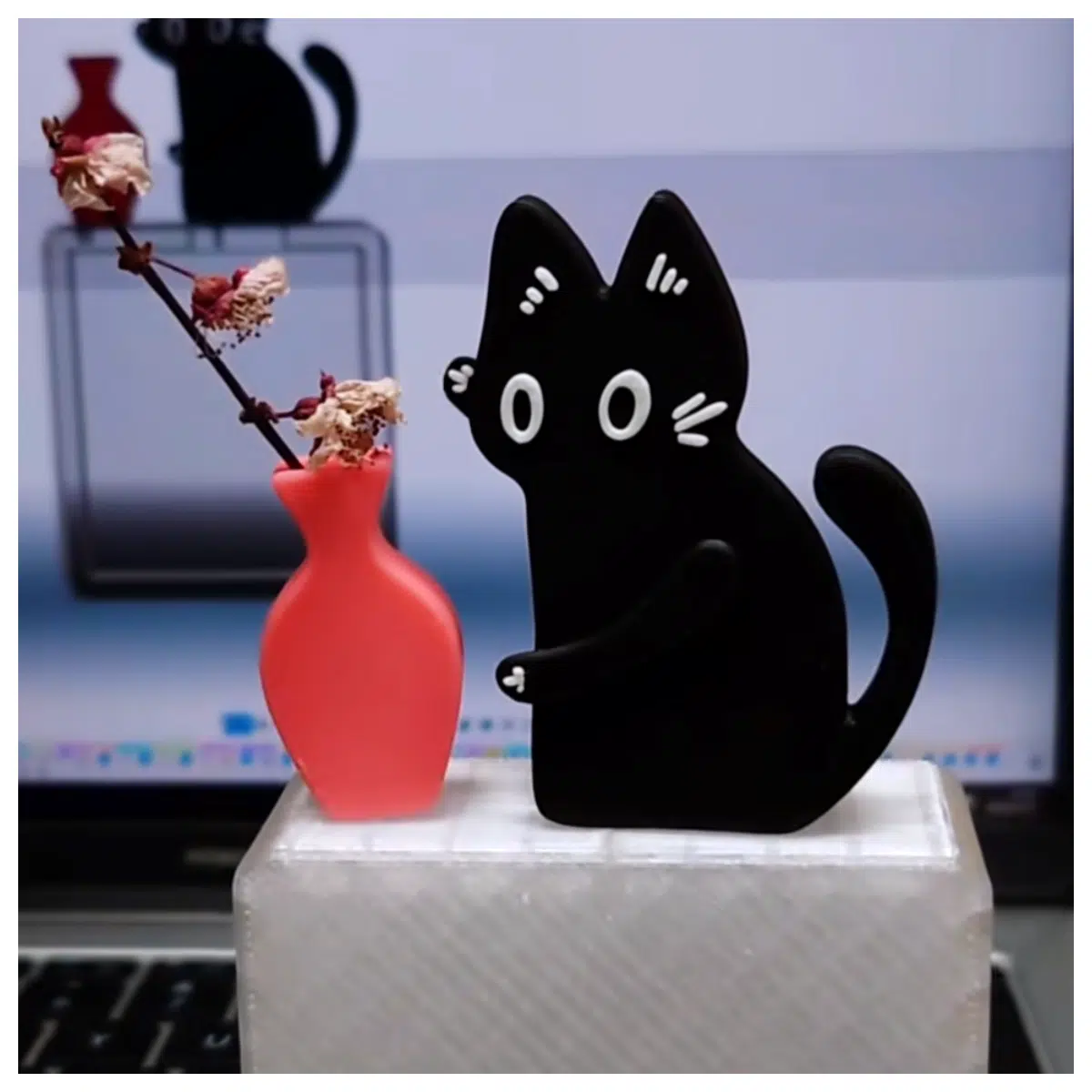Mad Cat Red Rose Vase Decorative Item Creative Home Ornament Table Flower Bouquet Gift Ceramic Flower Jar Home Decor Accessories