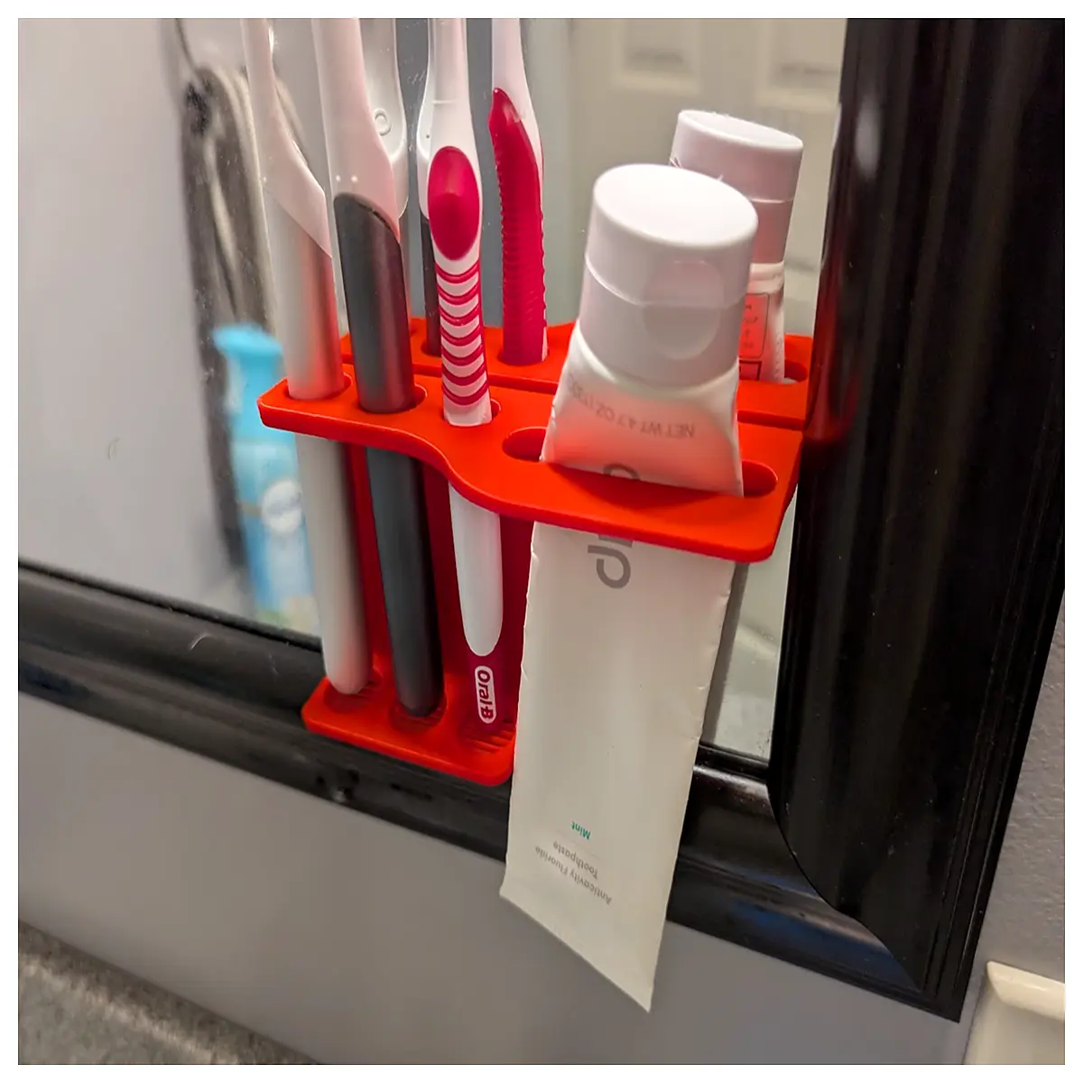 wall mounted toothbrush holder with mirror rack bathroom organizer storage