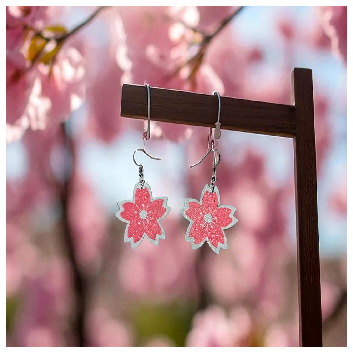 Cherry Blossom Earrings Women s Flower Ear Studs Sweet Girl Style Romantic Makeup Accessories Jewelry Elegant Decoration