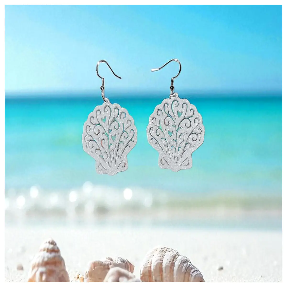 Shell Earrings Women s Style Romantic Love Jewelry Dangle Earrings Shell Ear Stud Elegant Fashion Girlfriend