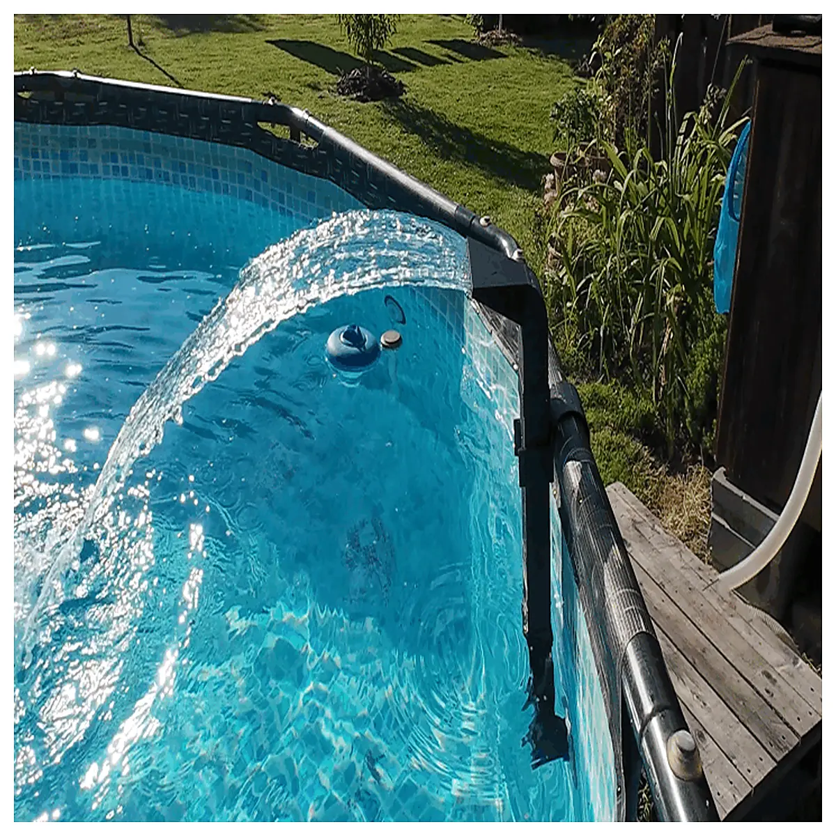 above ground pool waterfall with pump and filter for backyard backyard oasis