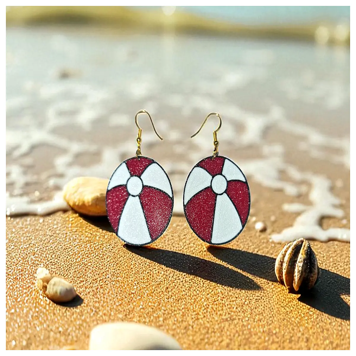 Beach Ball Earrings Women s Summer Beach Decoration Shell Earrings Trendy Fashion Hoop Earrings Summer Accessories