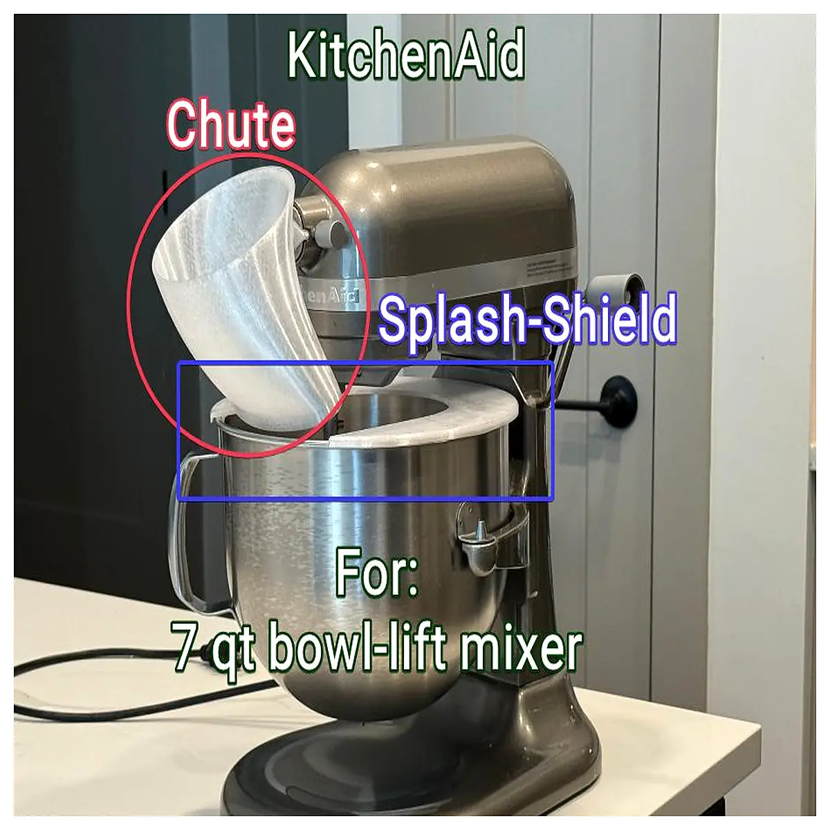 KeDeanYi Mixer Hopper 7 Quarts Splash Guard Mixer Accessories Boost Efficiency