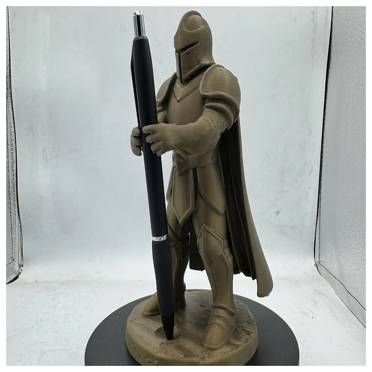 Standing Figurine Pen Holder Desk Decoration Creative Gift Ideal for Office or Home Protective Knight Statue