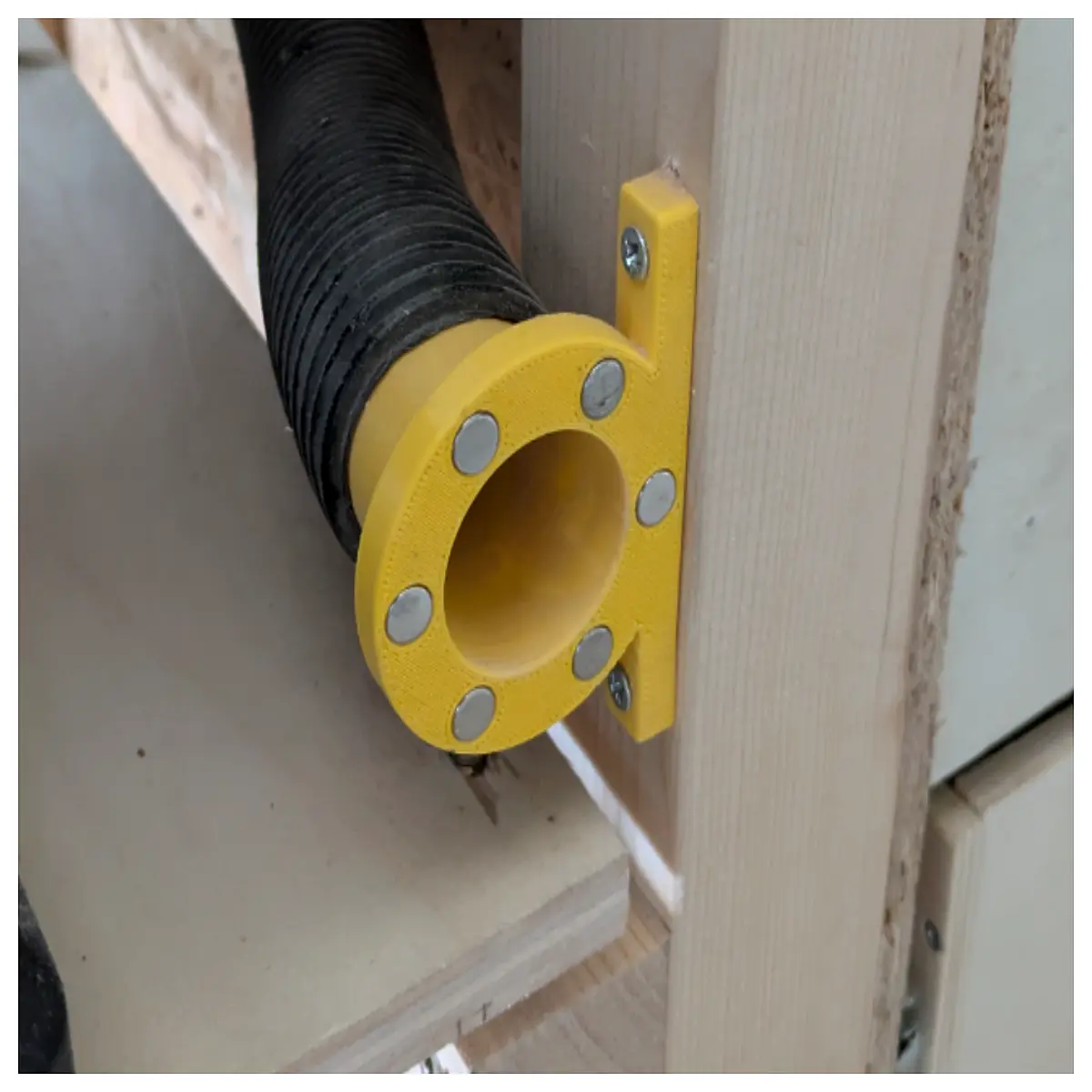 wall mounted collection hose system for workshop vacuum attachment flexible tubing