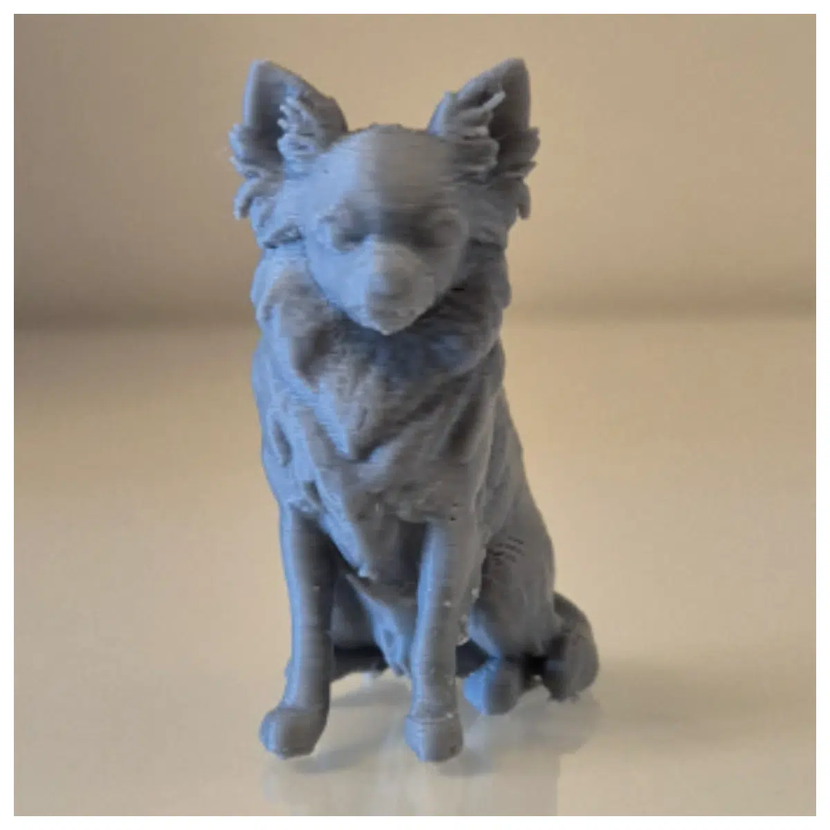 3D Printed Long Haired Chihuahua Toy Model Mini Chihuahua Sculpture Pet Memorial Dog Collection Fluffy Small Dog