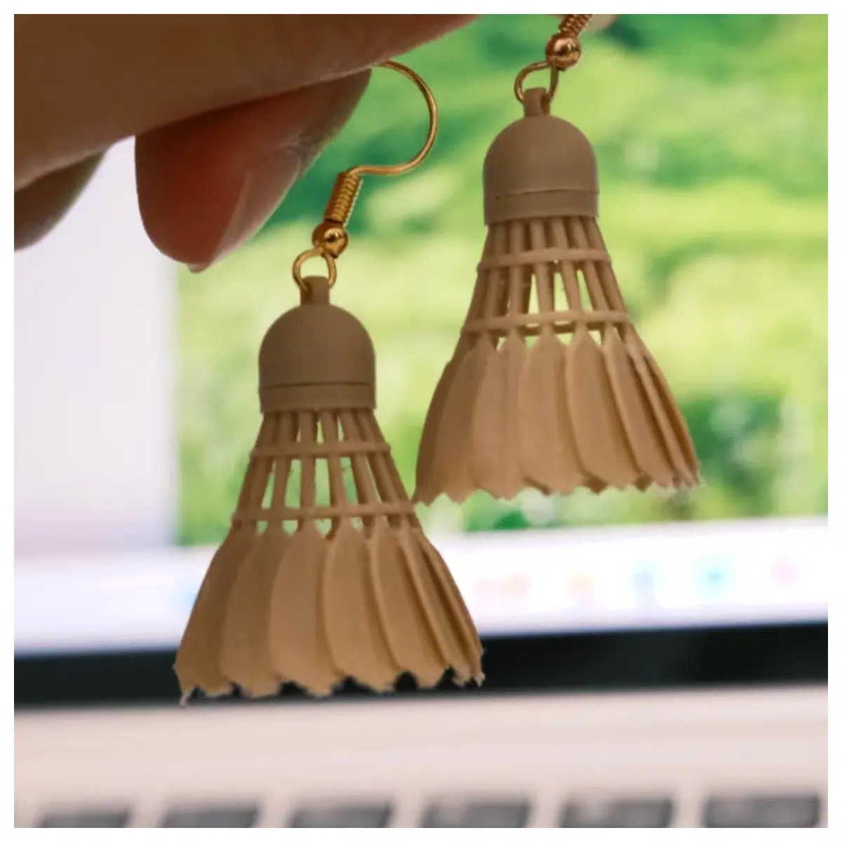 Badminton Nozzle Earring Wooden Print Sports Headphones Competition Accessories Bird Shaped Earring Enhance Athletic Performance