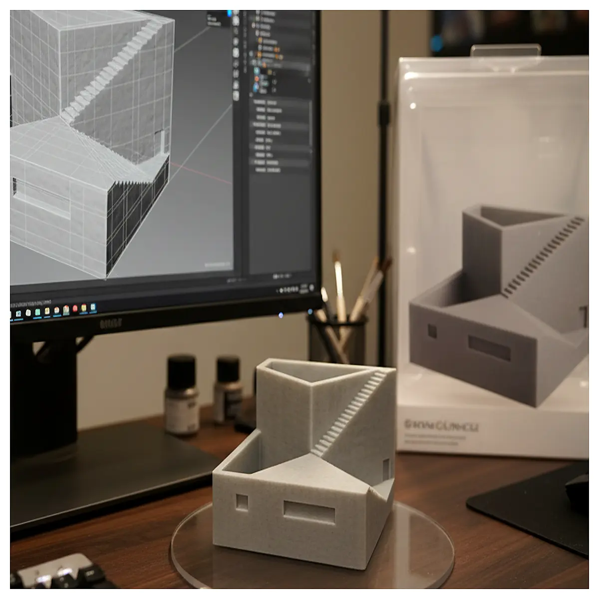 miniature architectural pen holder desk organizer small stationery storage box for writers architects