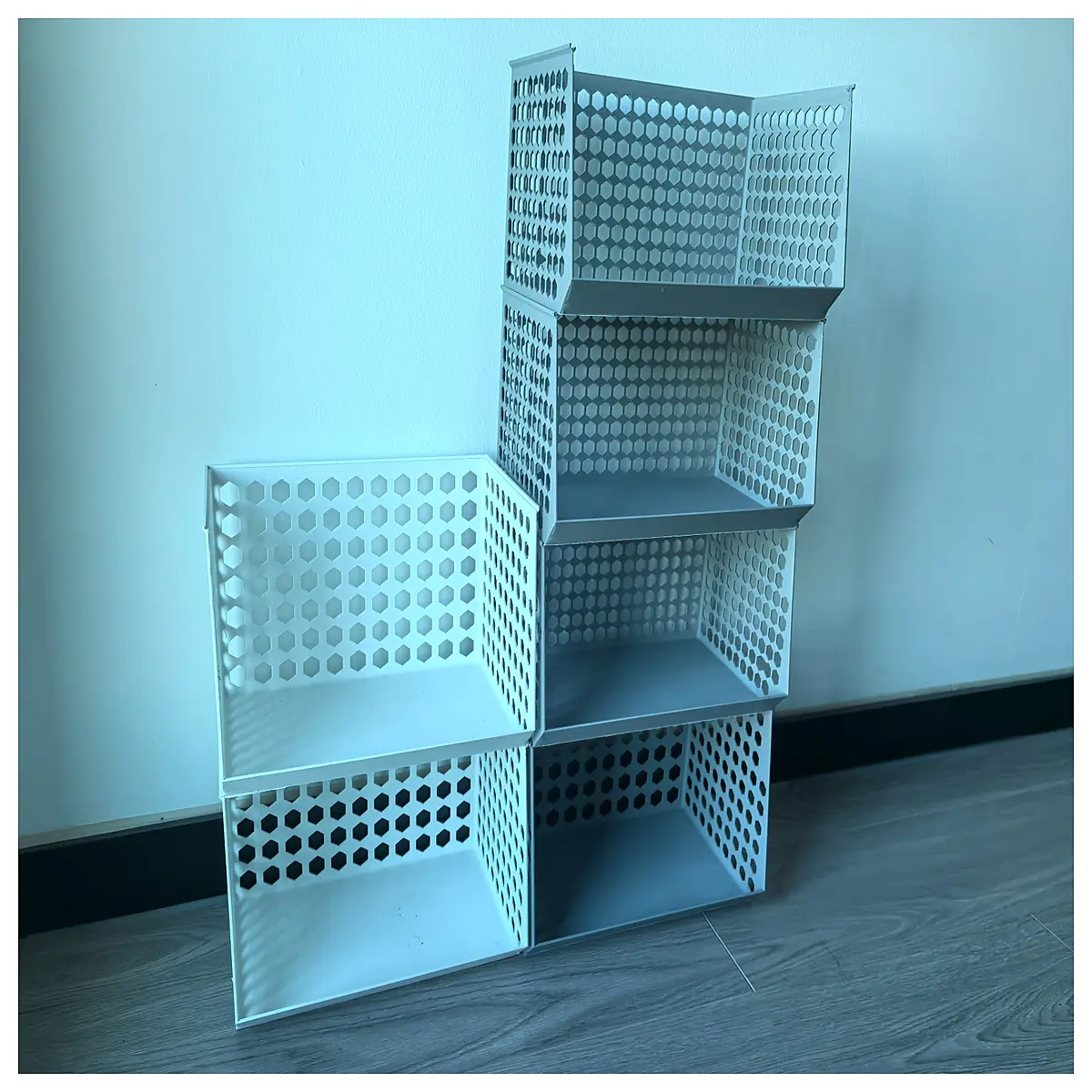 Cutout Storage Baskets Space Saving Stackable Bins Organizer Durable Collapsible Home Storage Solutions