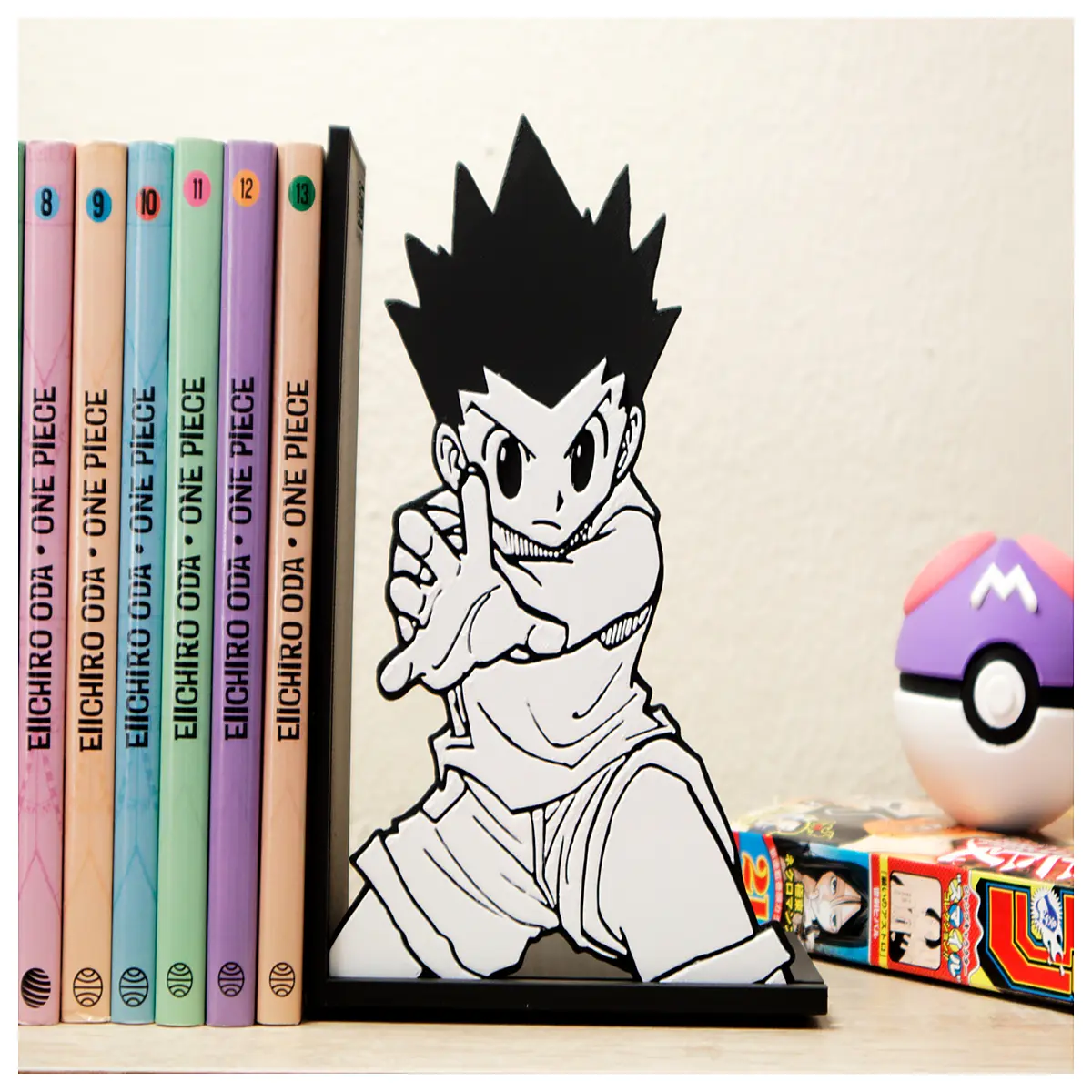 hunter x killua zoldyck anime bookends fighting pose collectible figurine shelf decor fans