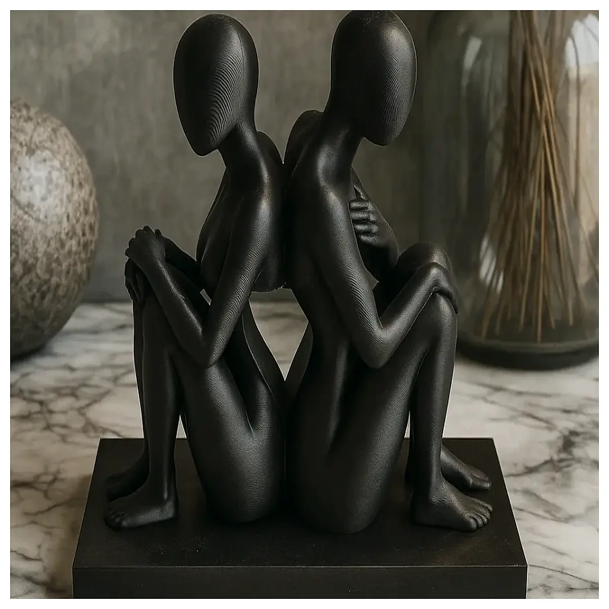 Dualistic Back to Back Abstract Sculpture Art Figurine Modern Sculpture Home Decor Art Collectible