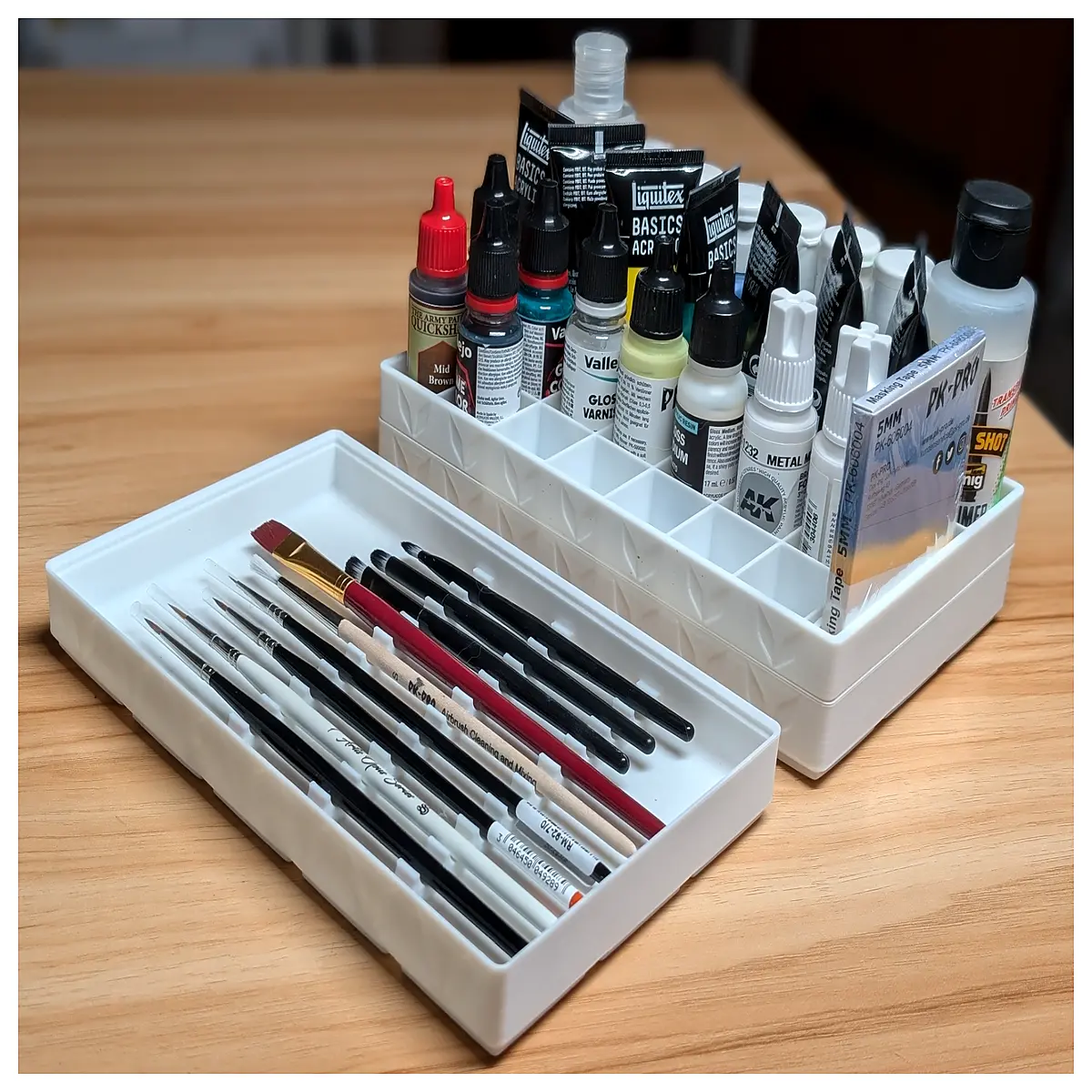 Gridfinity Stackable Grid Organizer Paint Brush Storage Art Supplies Palette Case Creative Storage Box