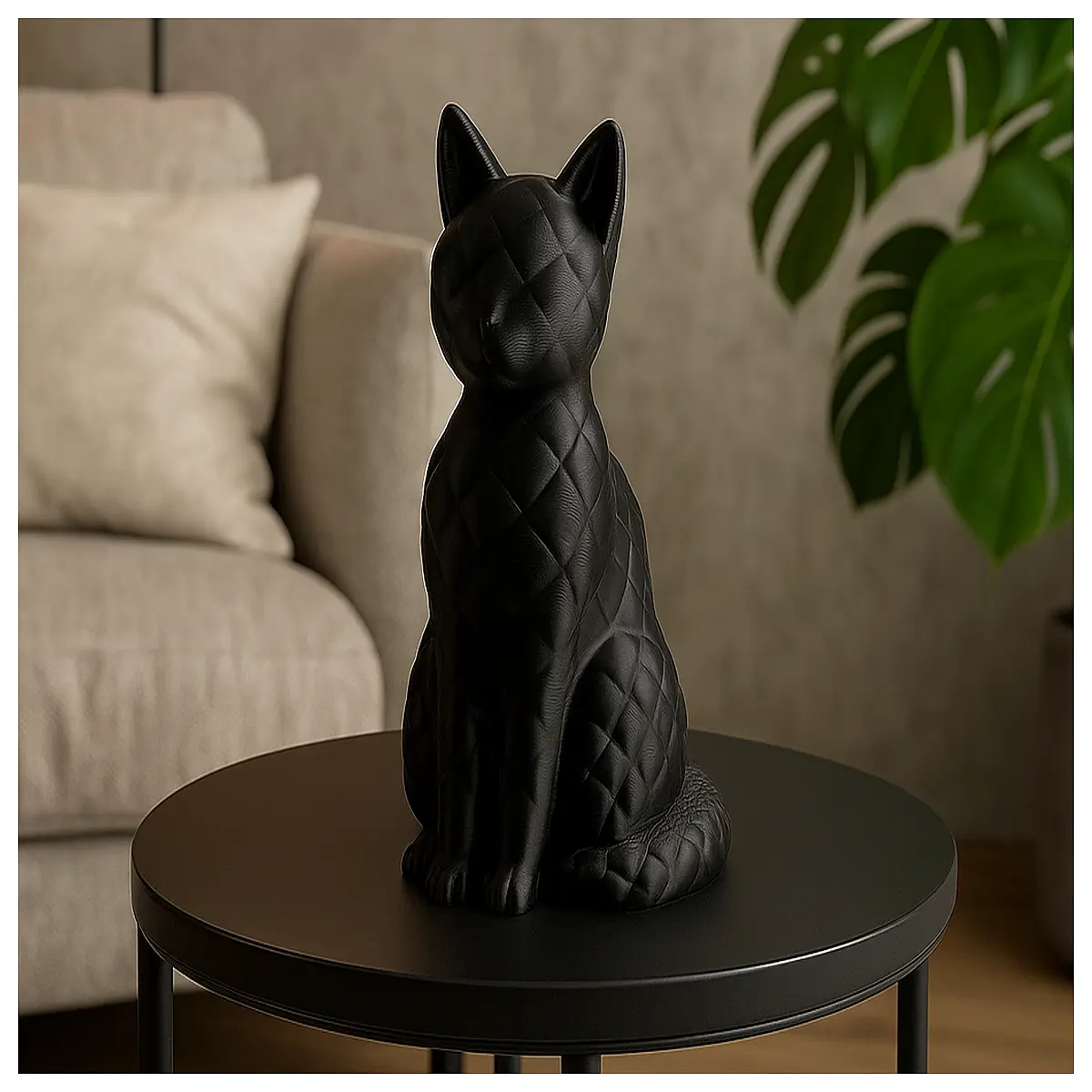 scottish kilt cat quilted black feline statue home decor garden ornament