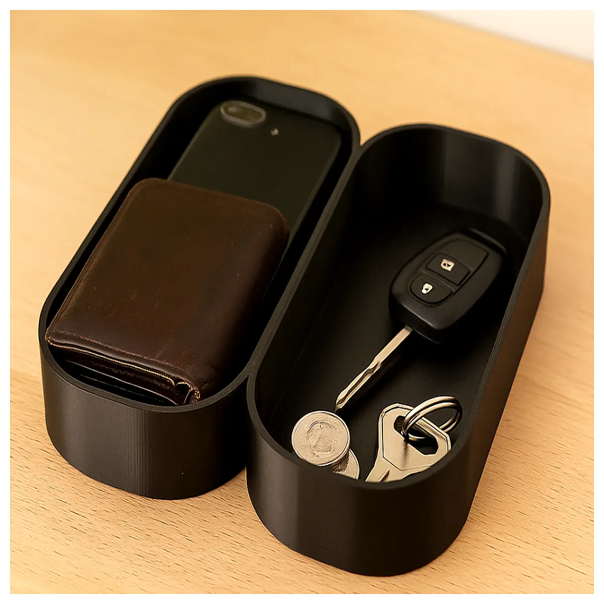 small metal key organizer tray for edc gear magnetic key holder for desk or nightstand compact key storage box