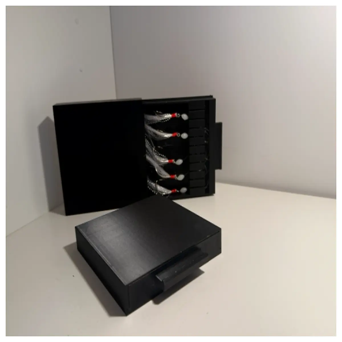 fishing line organizer box storage container with compartments for fishing tackle gear management