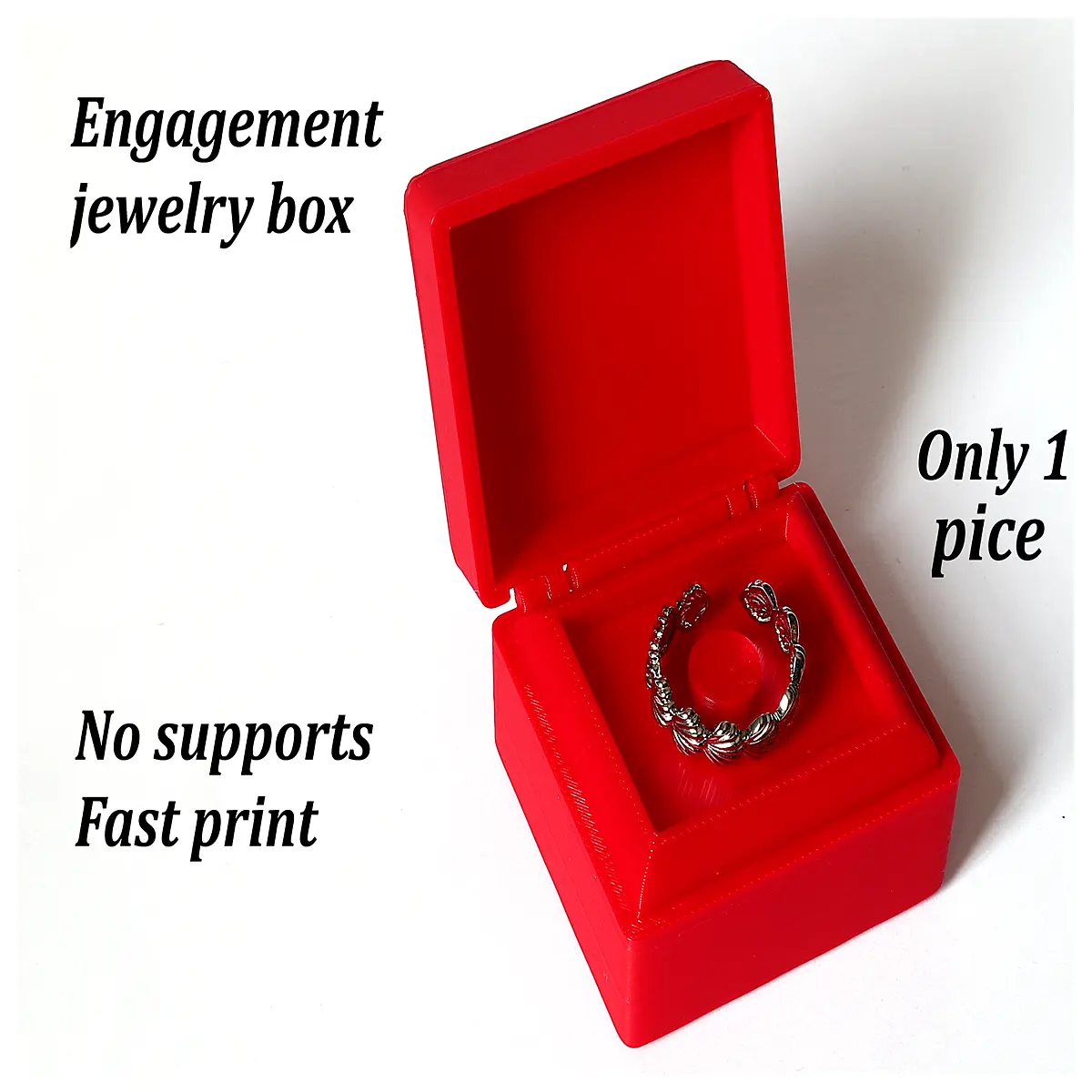 Engagement Ring Box Simple Design No Support Needed Single Unit Wedding Jewelry Box Case