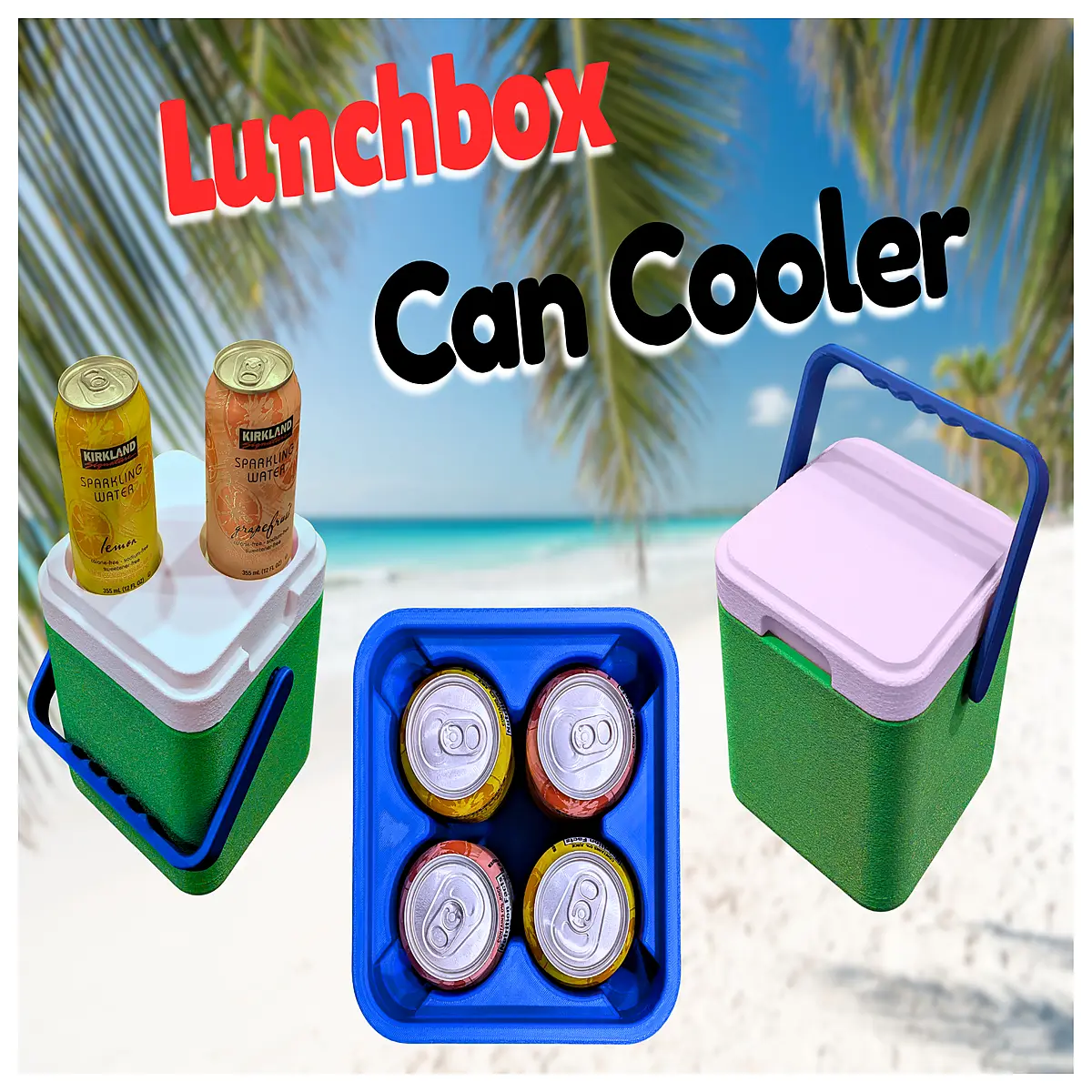 Portable Lunch Box 4 Can Beverage Cooler Insulated Food Box Outdoor Picnic Sports Travel