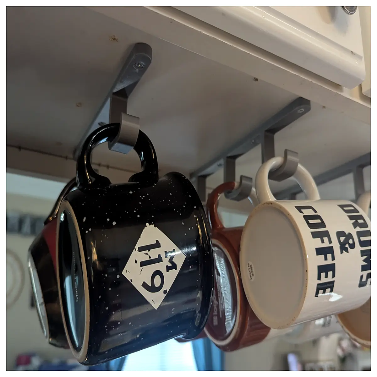 duty wall mounted mug rack organizer for kitchen cabinet door hooks storage holder