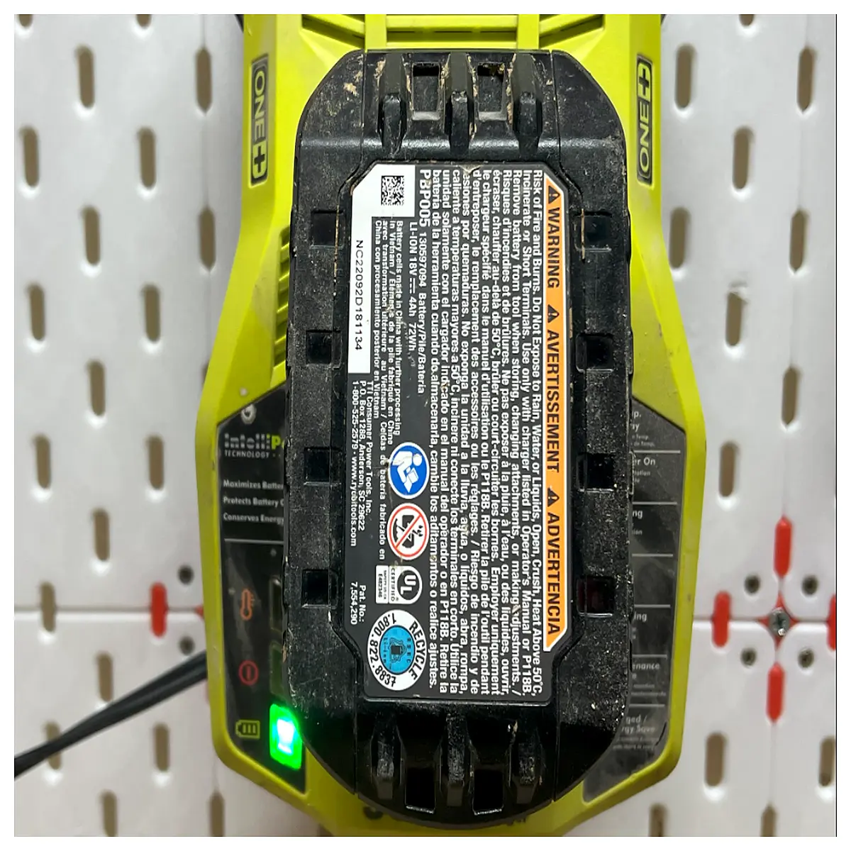 ryobi skadis wall mount charger holder organizer for power tools battery storage pegboard accessories