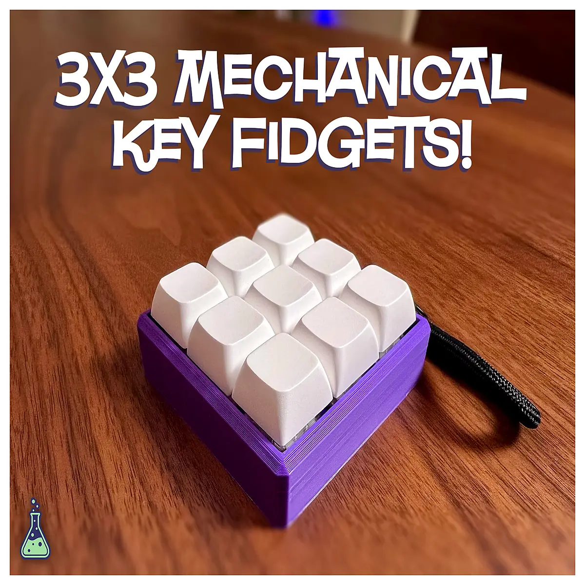 3x3 Button Key Switch Release Toys Stress Relief Hanging Rope Sensory Toys Fidget Toys