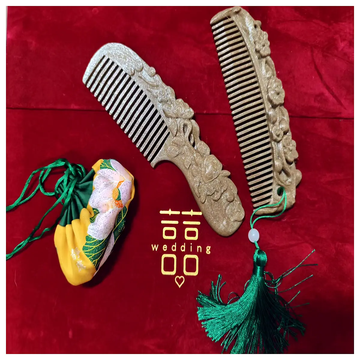 Hanfu Wooden Hair Comb Wedding Comb Traditional Handheld Retro Simulation Wood Print Hairdressing Tool Antique Hair Comb