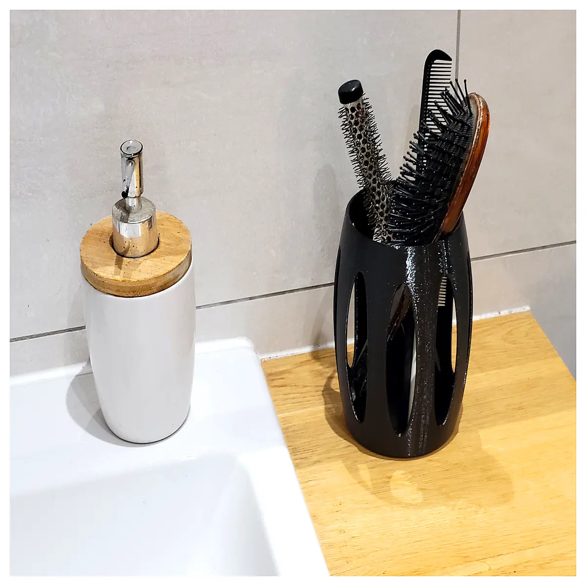 hair brush organizer for bathroom vanity comb storage box with compartments anti hair tool caddy for salon or home desk