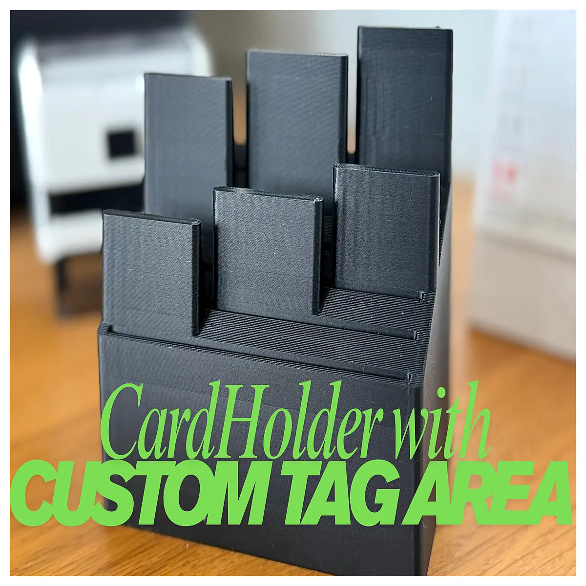 custom name card holder with label slot for 6 business cards desktop organizer