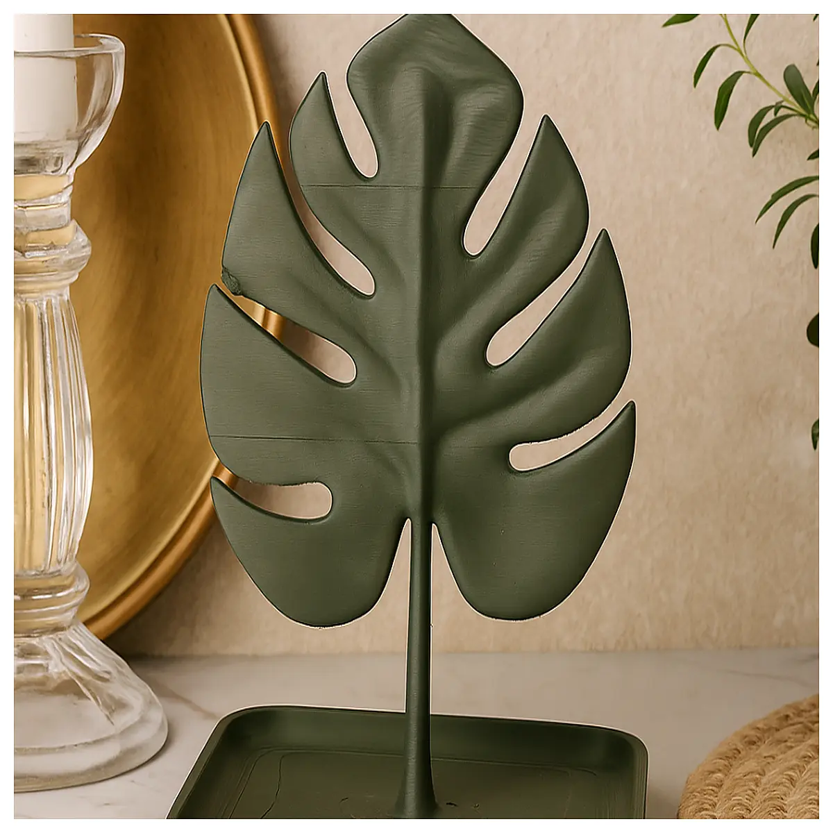 monstera leaf jewelry tray modern resin organizer trendy vanity accessories holder aesthetic desk decor for rings earrings
