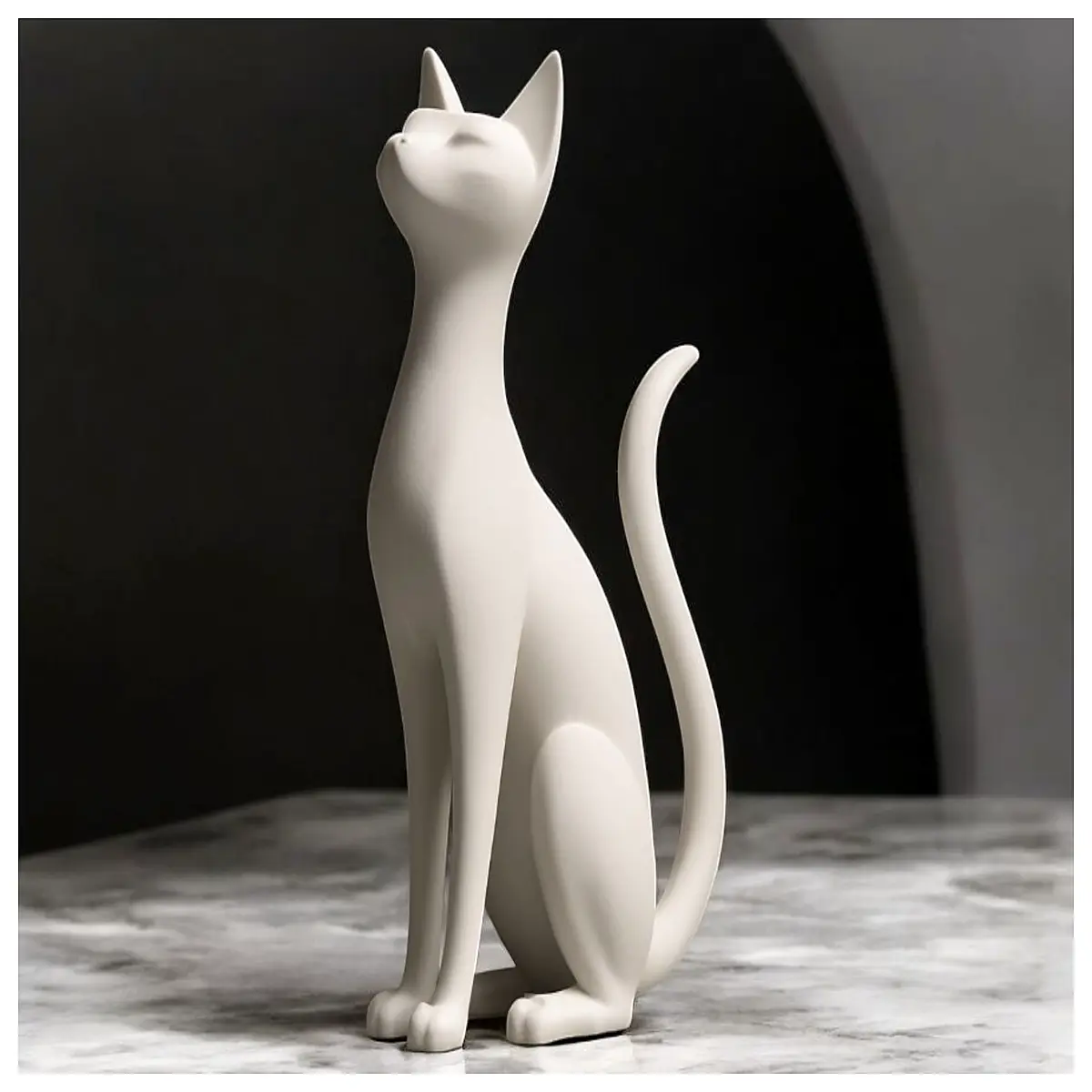 cute cat figurine for desk elegant animal statue home decor stylish ornament living room shelf
