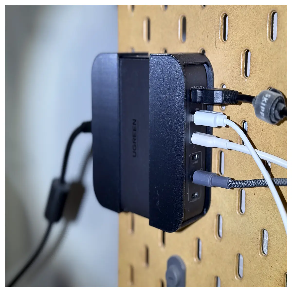 ugreen 200w power adapter holder mount for skadis pegboard desk organization cable management