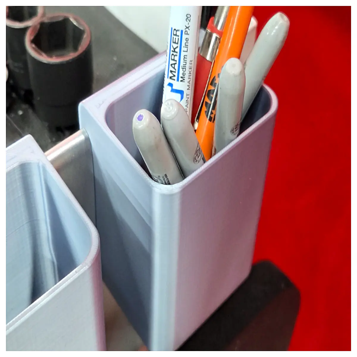 rolling tool chest organizer with sharpie marker holder rack for garage workshop storage