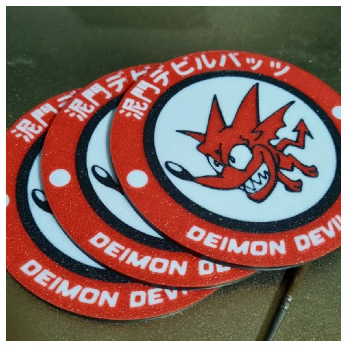 sweatpants demon bat team coasters anime merch rubber non slip drink mats for table party decor