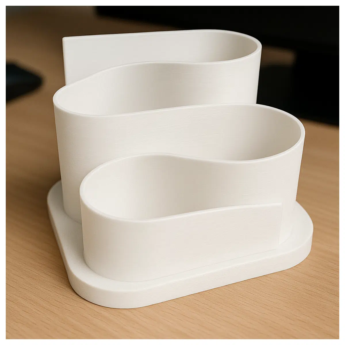wavy desk organizer with 3 tiers for pens paperclips sticky notes office supplies storage box