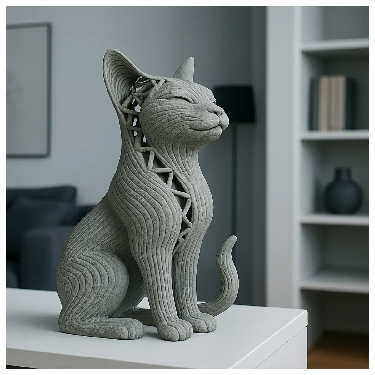 Elegant Cat Sculpture Still Life Decoration Home Decor Piece No Stand Required Cat Art Statue