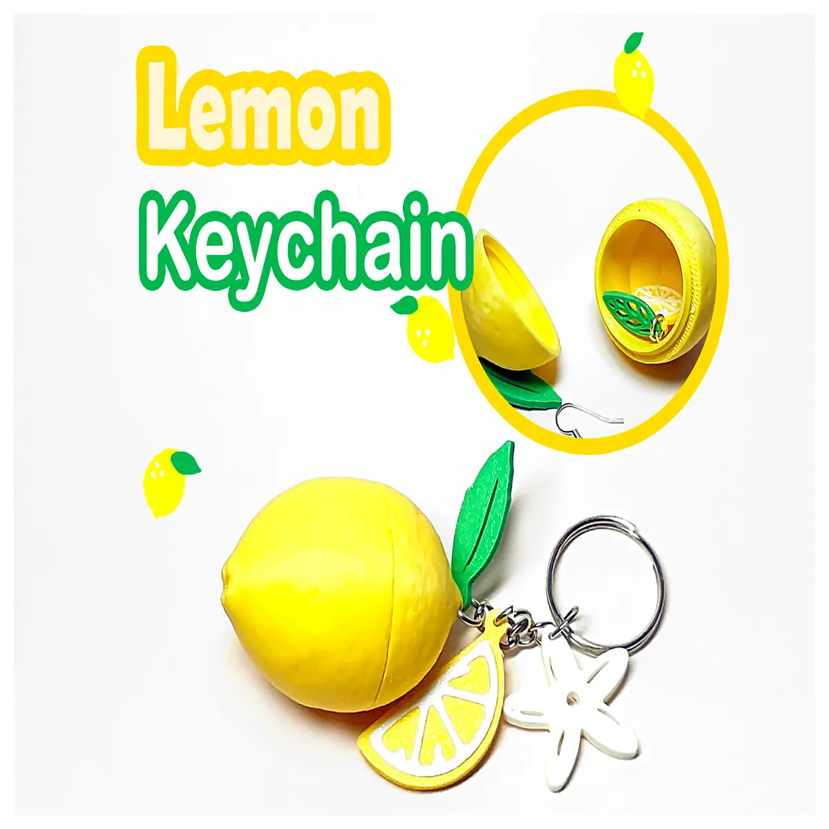 Lemon Keychain Creative Fruit Charm Phone Decoration Girlfriend Cute Mini Figurine Lemon Accessory
