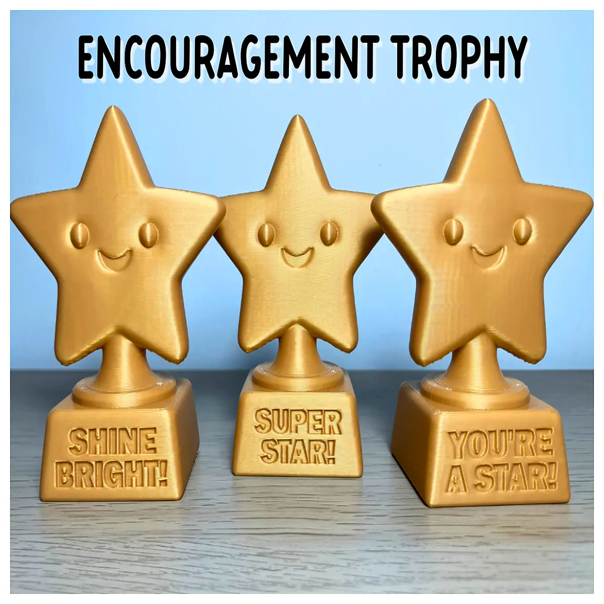 cute smiley star trophy award for kids encouragement gift achievement reward