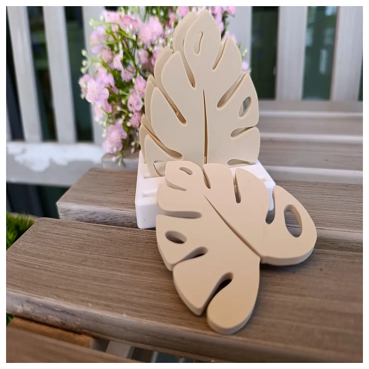 tropical leaf coasters set rubber non slip drink mats for home bar table decor
