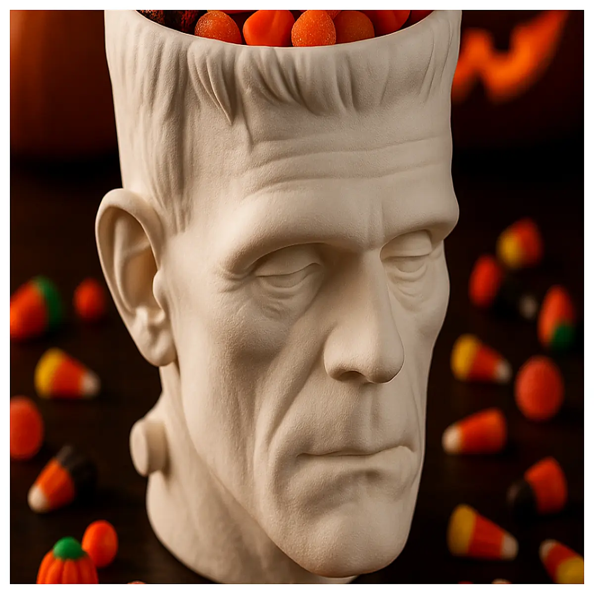 Frankenstein Halloween Candy Display Horror Theme Decoration for Halloween Party Figurine Candy Holder Festive Decorations The
