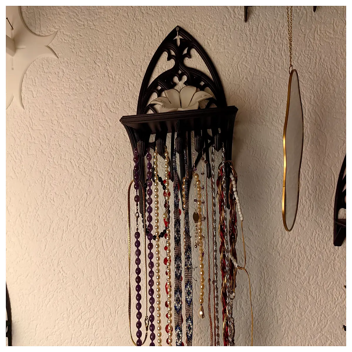 Gothic Wall Shelf with Jewelry Display Hanging Hooks Wall Decor Home Storage Accessory Holder
