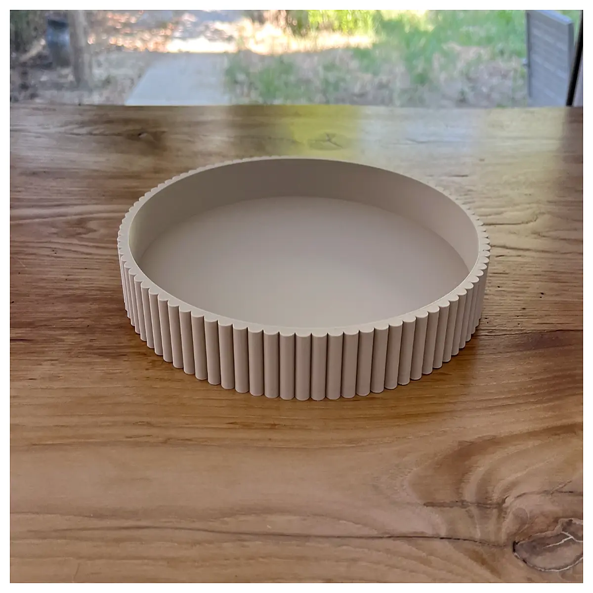 round serving tray set with handles large wooden breakfast in bed tray for home decor non slip round platter for snacks and drinks