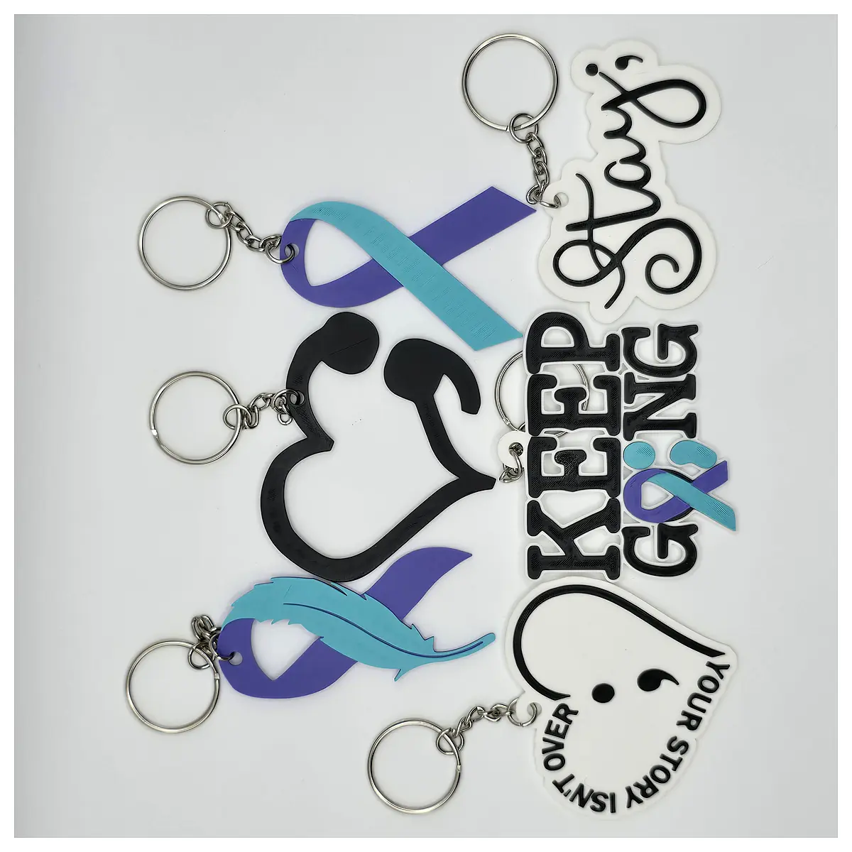 Suicide Prevention Ribbon Keychain Mental Health Awareness Grief Support Anxiety Relief Emotional Support Keychain