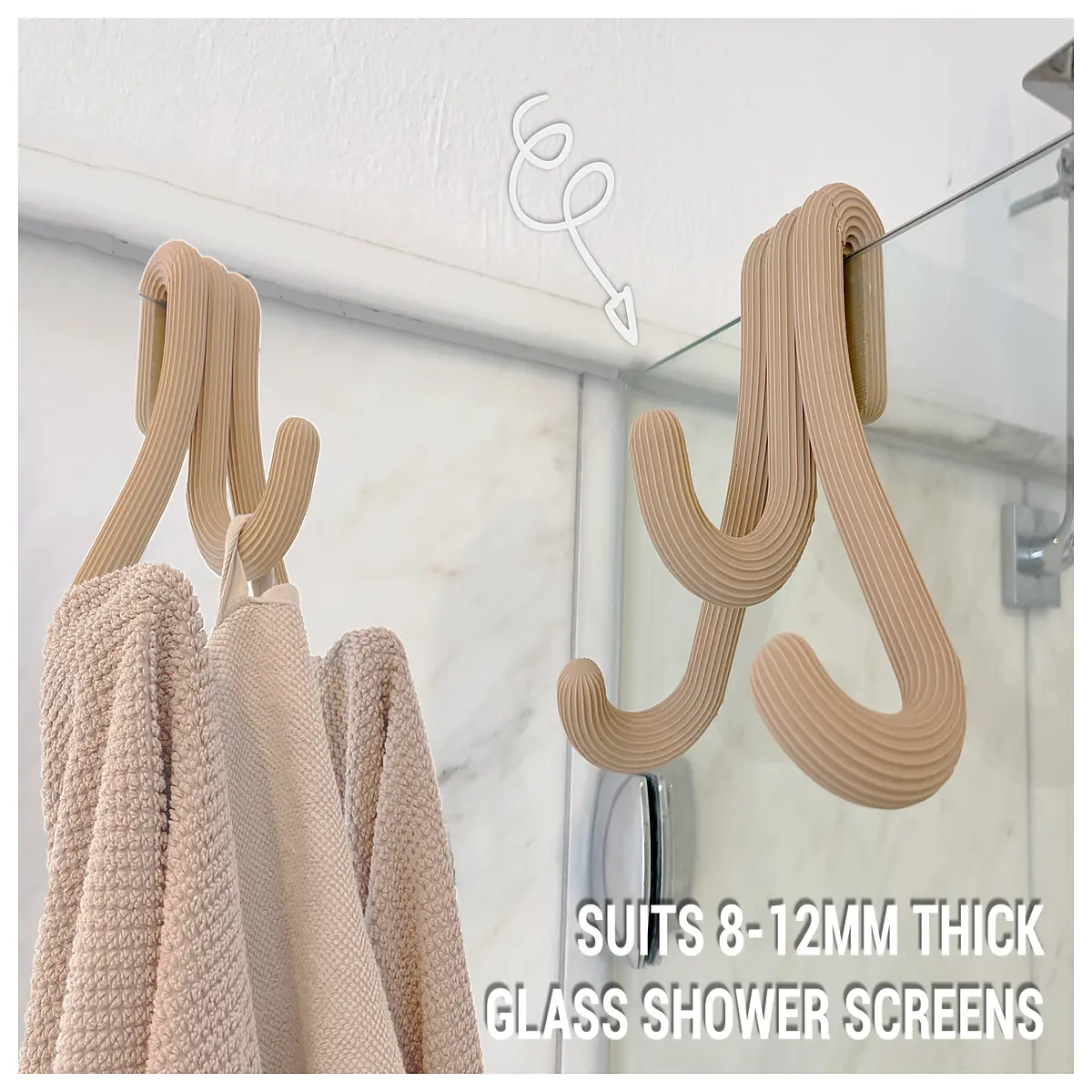 Shower Screen Towel Hooks 3 Hooks Bathroom Towel Organizer Shelf Simple Anti Slip