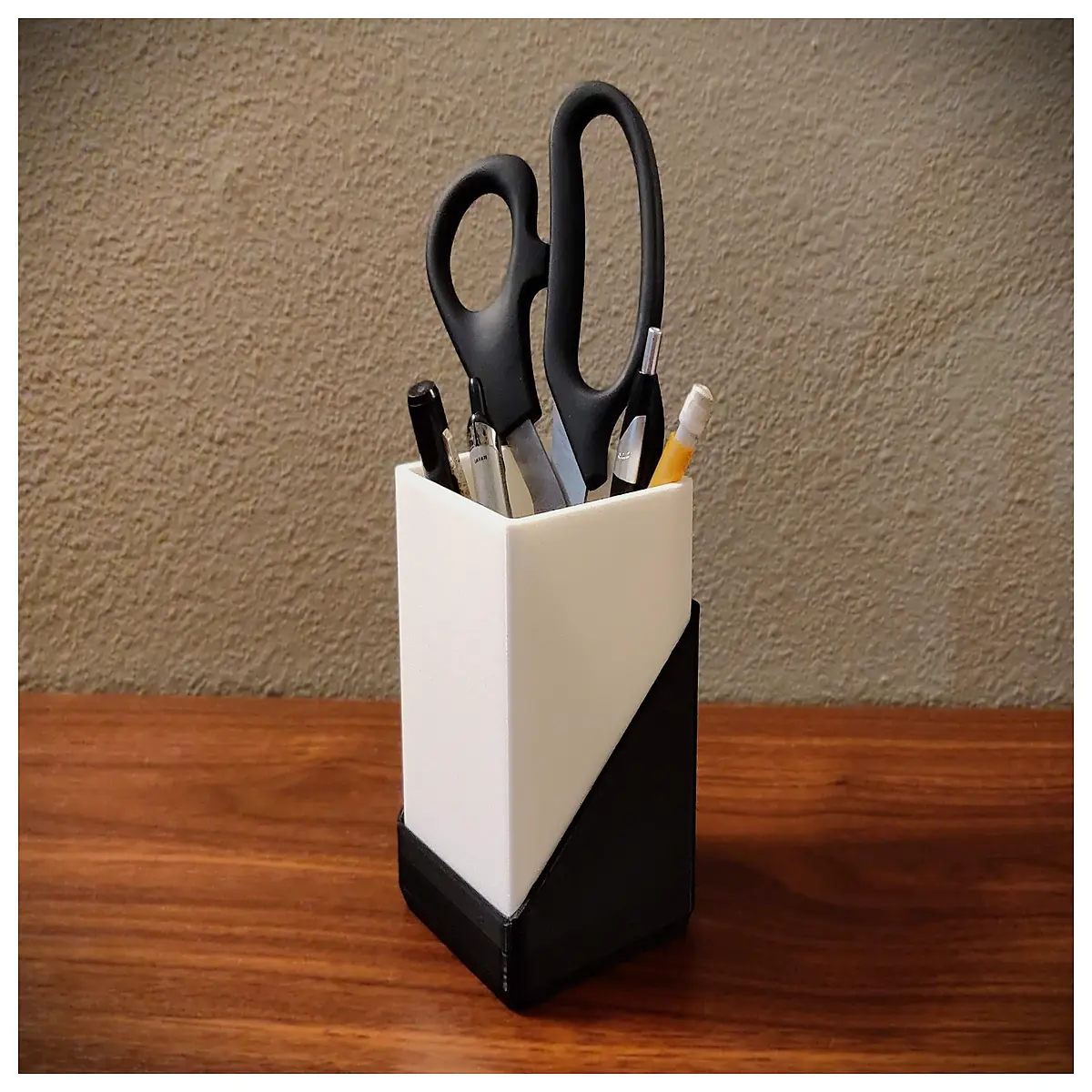 tilted desk organizer cup holder for pens pencils markers slanted storage container office supplies