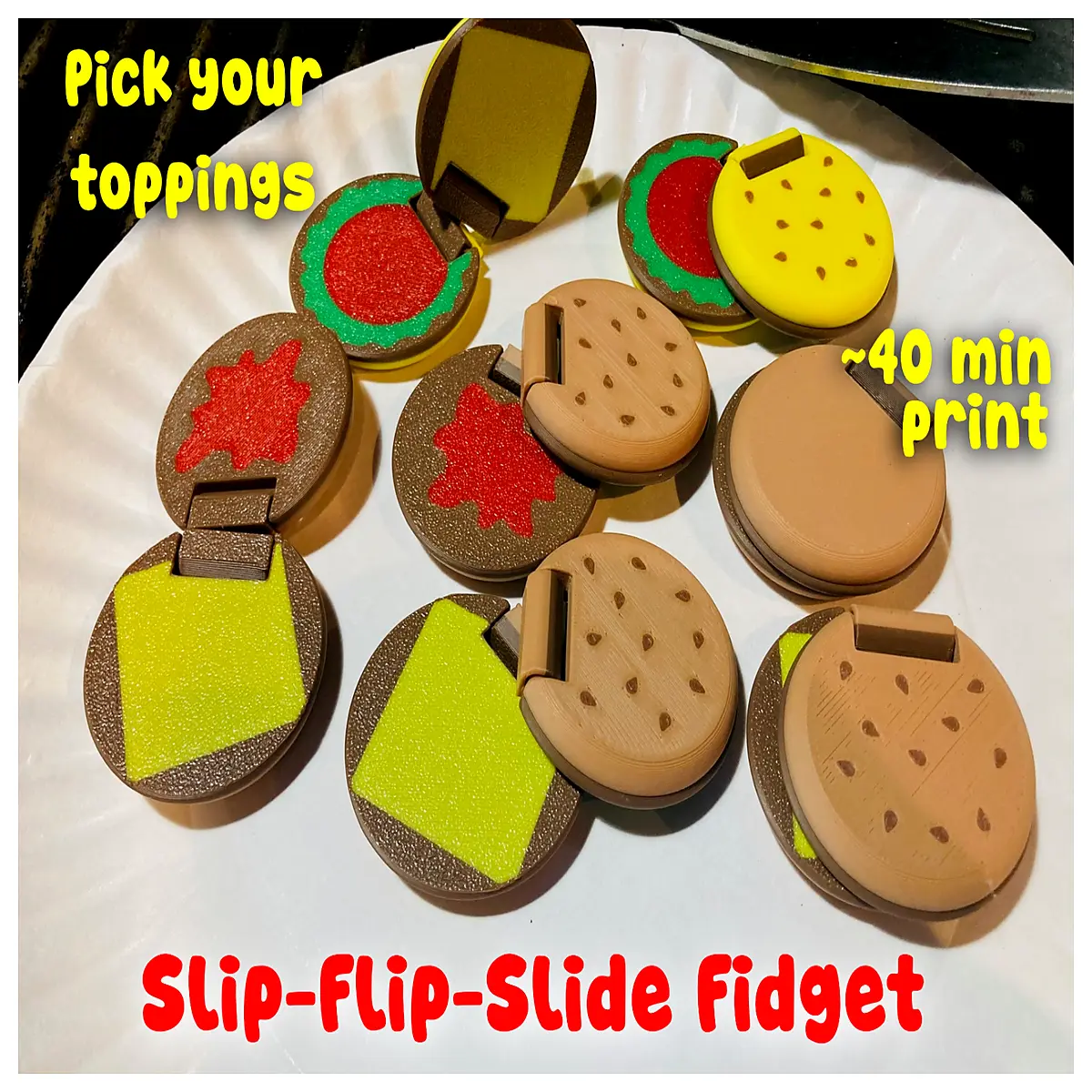 Hamburger Slider Stress Toy 40 Min Stress Relief Fidget Toy Fun Puzzle Anxiety Relief Desk Decoration