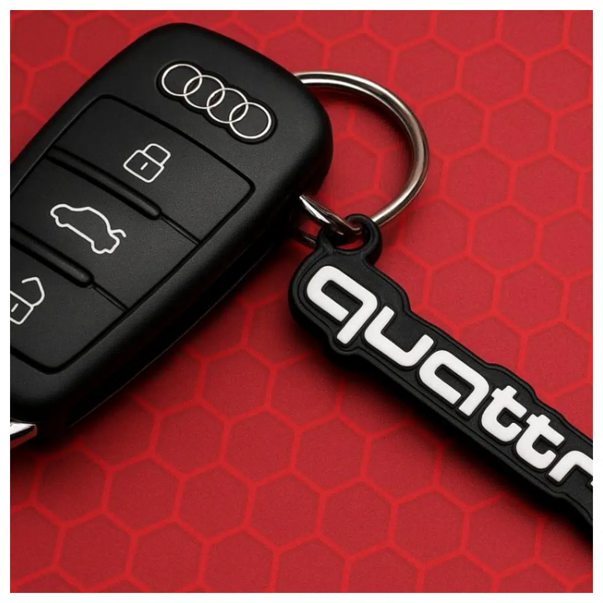 Quattro Keychain 4WD Accessory Car Decoration Quattro Emblem Keychain AWD Memorial Gift Car Enthusiast Gift