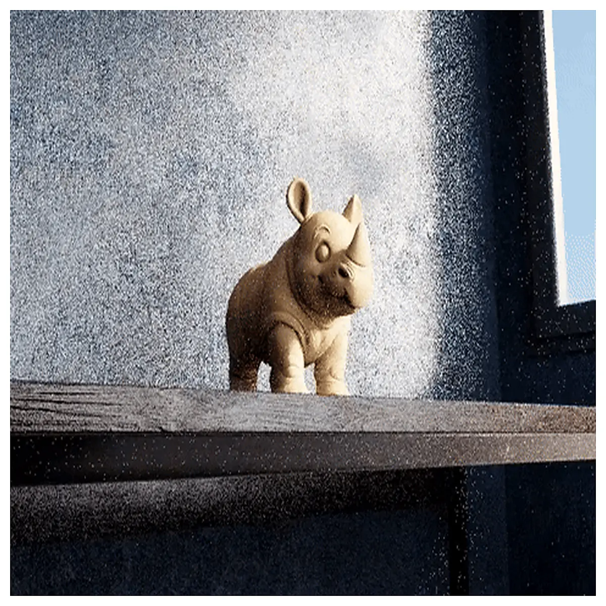Cute Smiling Rhino Plains Beast Parts Rhino Toy Realistic Model Animal Figurine Collection