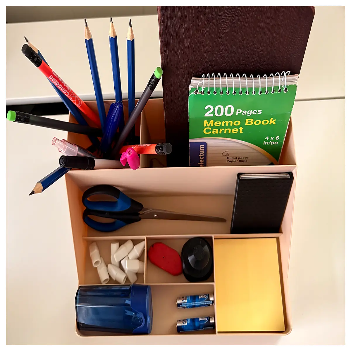 multi compartment desk organizer box for office supplies stationery makeup storage plastic tray
